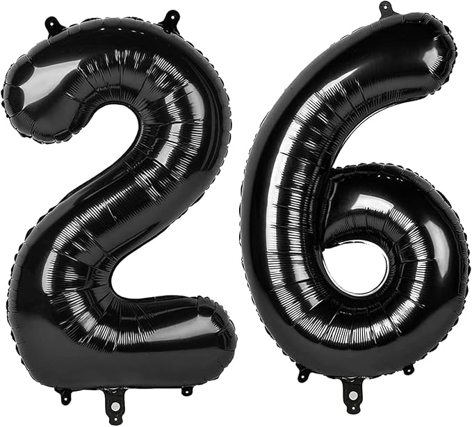 Numbers 25 Balloon 40Inch Black Balloons by Argthjy