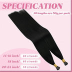 YoungSee I Tip Hair Extensions Human Hair Black 18 Inch Itip Human Hair Extensions Black I Tip Extensions Cold Fusion Itips Hair Extensions Human Hair Keratin Tip Extensions for Everyday Wear 60s 50g