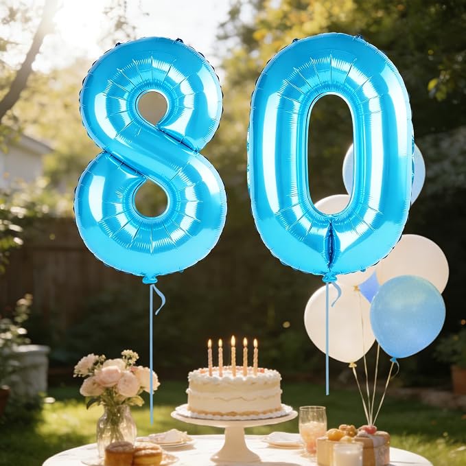 40 Inch Number 80 Balloons for 80th Birthday Party Decorations, 0-100 Jewelry - Image 3