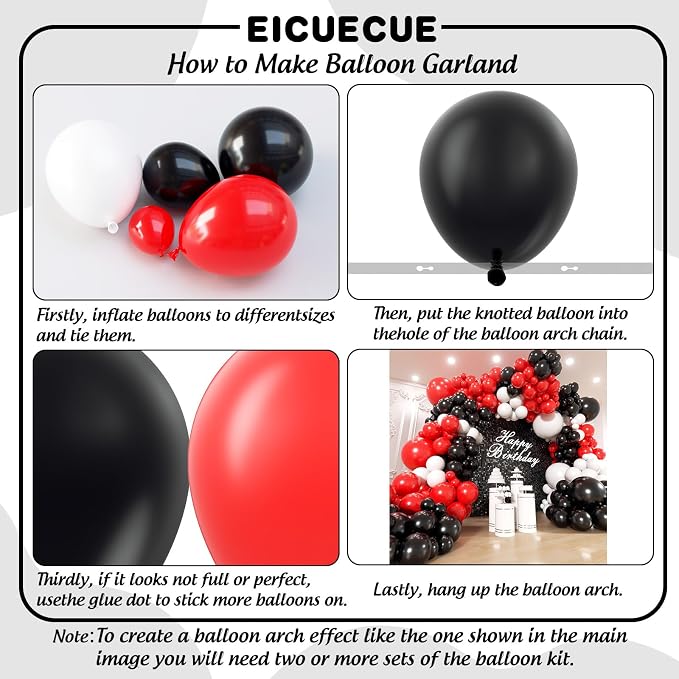 Red and Black White Balloons Garland Arch Kit 200Pcs - Image 3