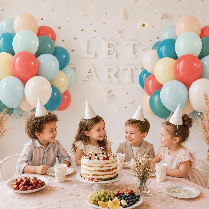 Boho Rainbow Balloons, 12 Inch Retro Colorful Balloons Dusty Blue Sage Green - Image 6