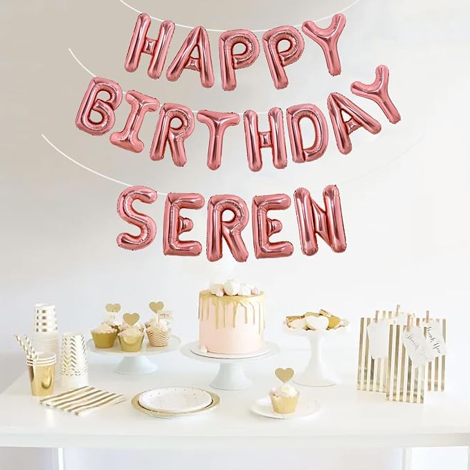 TONIFUL 65 Pcs 16 Inch Rose Gold Happy Birthday Balloons and 2 Sets A-Z Foil - Image 6
