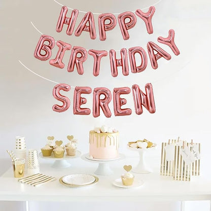 TONIFUL 65 Pcs 16 Inch Rose Gold Happy Birthday Balloons and 2 Sets A-Z Foil - Image 6
