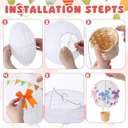 Lewtemi 12 Sets Hanging Hot Air Balloon Ceiling Decorations 10'' 12'' Baby - Image 4