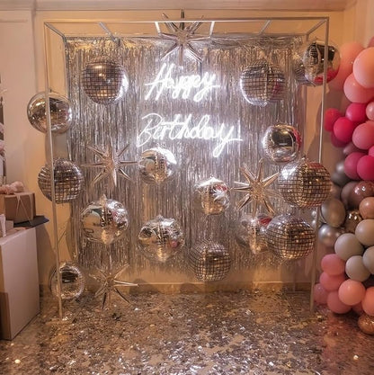 HILAVO 22 Inch Large 4D Metallic Silver Disco Ball Balloon - Image 4