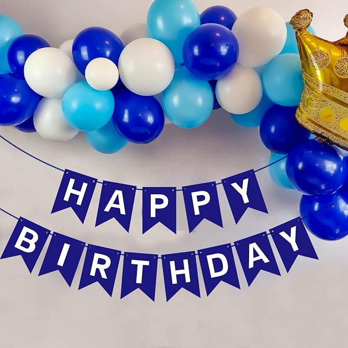 Pre-Strung Navy Blue Happy Birthday Banner Signs Party Decorations - Image 6