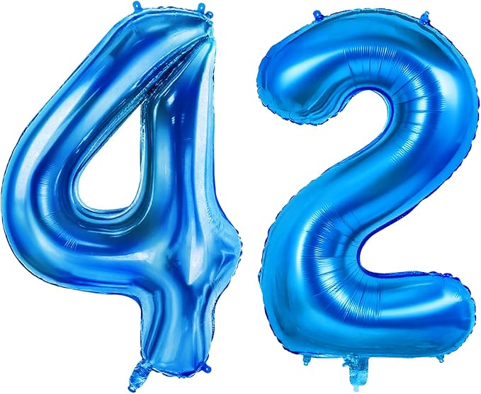Number 42 Balloons for 42nd Birthday Party Decorations, 0-100 Large No.42 by Joycard