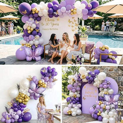 Double Stuffed Purple Balloon Arch Garland Kit - Image 6