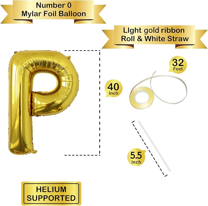 Letter Balloons Gold Party Balloon - Image 3