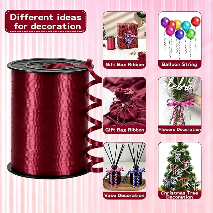 Crimped Red Curling Ribbon, 3/16 inch x 500 Yards Curling Ribbon - Image 4