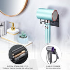 Hair Dryer Holder Wall Mounted, Hairdryer Holder for Bathroom, Blow Dryer Holder, Hair Tool Organizer for Hair Dryer Hanger Storage, Adhesive Blow Dryer Organizer (Black)