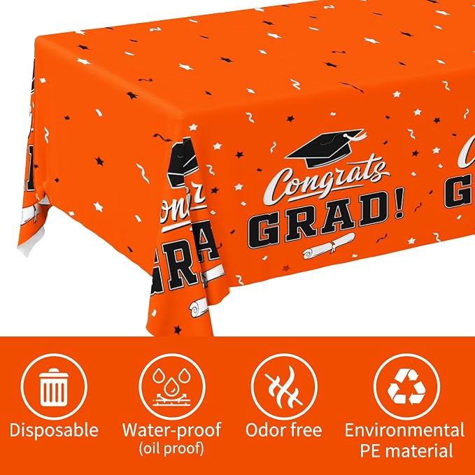 Graduation Party Decorations, Gongrats Grad Tablecover - Image 2