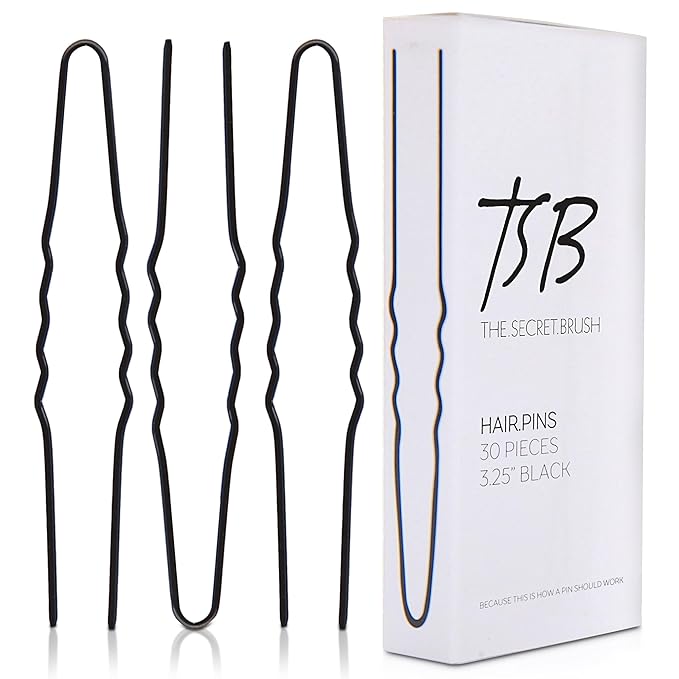 TSB Fura No.1 Professional Black Jumbo Hair Pins Set of 30-3.25 inches, 3x Retention, Vintage Style - Ideal for Weddings & Fashion Events - Comfortable, Non-Slip & Strong Hold