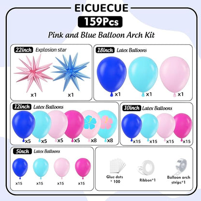 Royal Blue and Pink Balloons Garland Arch Kit - Image 2