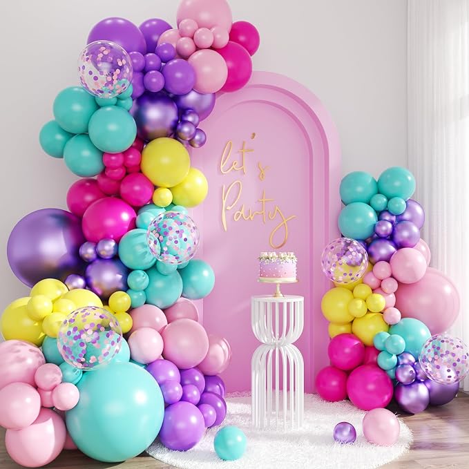 Purple Blue Pink Balloon Garland Arch Kit by LANGASQUE