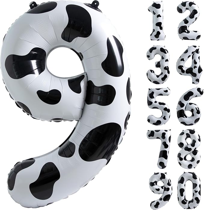 Cow Print Number 9 Balloon, Large 40 Inch Cow Number Birthday Balloons | Helium by Exquisitehighqualitypartydecorationstomeetyoureveryneed%EF%BC%81