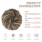 FESHFEN Messy Bun Hair Piece - Elastic Wavy Curly Hair Bun Scrunchies Extensions Synthetic Chignon Hairpieces for Women Girls, Golden Brown & Bleach Blonde 1.5 oz