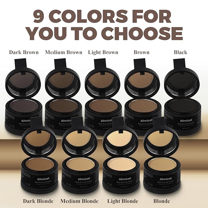 Instant Hairline Powder, Root Touch Up Hair Color for Gray Coverage and Thinning Hair, Root Cover Up Conceals Hair Loss & Bald Spots, Natural and Non-Greasy Hair Color for Women & Men, Light-Brown