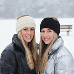 2Pcs Winter Headbands for Women, Soft Fuzzy Fleece Lined Ear Muffs for Winter Women, Cable Knit Ear Warmer Headband Christmas Stocking Stuffers Gifts