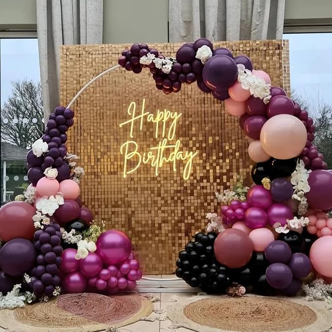Dark Purple Black Pink Balloon Garland Arch Kit - Image 4