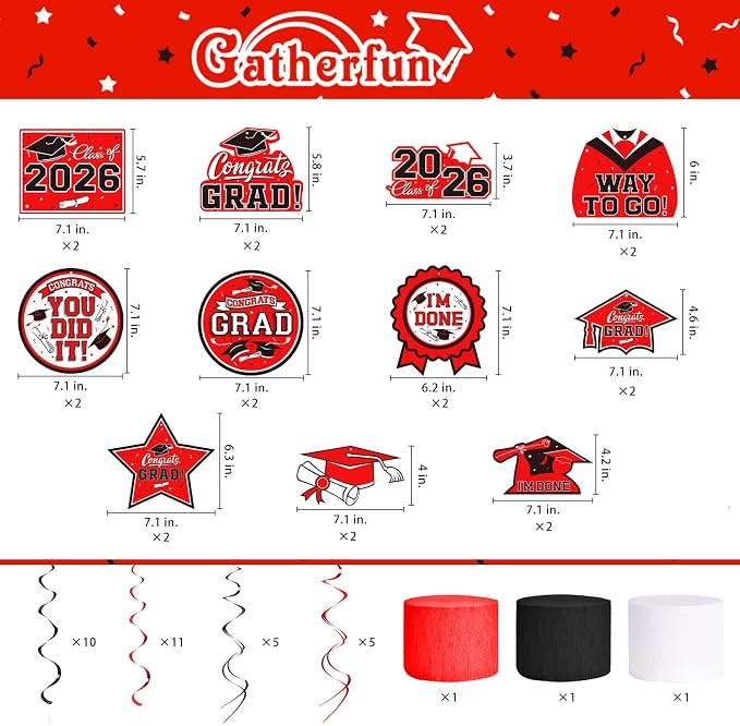 Red Themed 2026 Graduation Decorations Set - Image 3