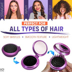 Mini Hair Brush Set of 6 - Foldable Travel Brushes for Hair in Assorted Colors – Lightweight and Portable Travel Brush for Women with Mirror for Quick Touch-Ups