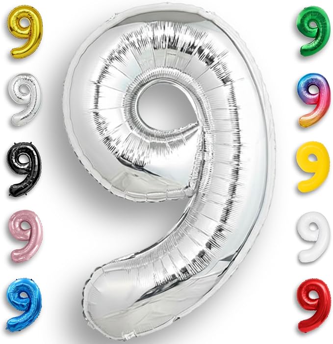 Silver Number Balloon 9 Mylar Foil Balloons 16 inch Small by Unknown