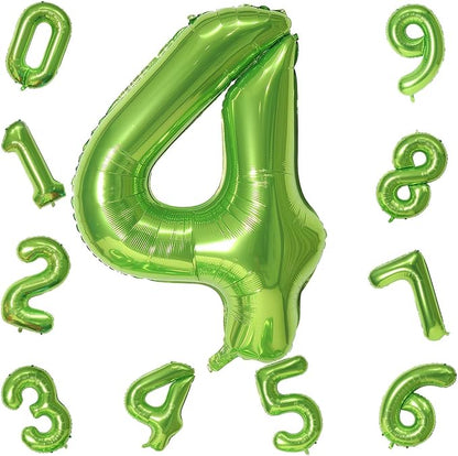 Green 4 Balloons, 40 Inch Large Foil Number Balloons Set 0-9, Self Inflate - Image 9