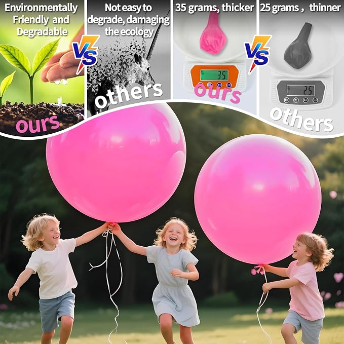 Pink Balloons 9pcs 36 Inch Extra Large Big Jumbo Giant Matte Pink Balloons - Image 3