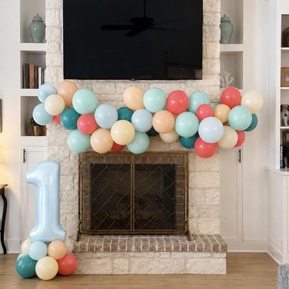 Boho Rainbow Balloons, 12 Inch Retro Colorful Balloons Dusty Blue Sage Green - Image 7
