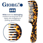 Giorgio G55 Wide Tooth Detangler Comb for Wet Hair, Hair Comb for Thin to Medium Hair, Hair Combs for Women and Men, Large Tooth Rake Comb Handmade Saw-Cut and Hand Polished