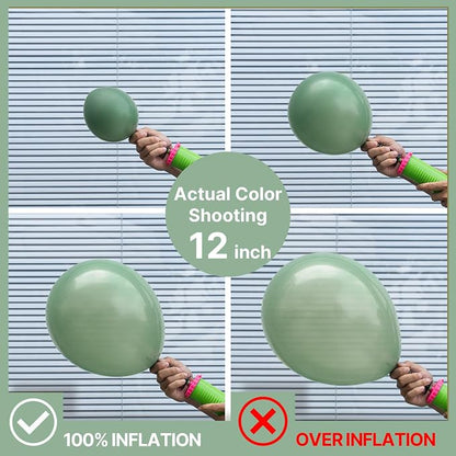 PartyWoo Sage Green Balloons 50pcs Olive Eucalyptus Dusty Green Boho Color | 12 - Image 3