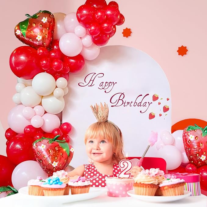 120pcs Strawberry Balloon Arch Garland Kit - Image 4