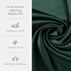 Fishers Finery 25mm 100% Pure Mulberry Silk Pillowcase (Dark Green Queen 2 Pack)