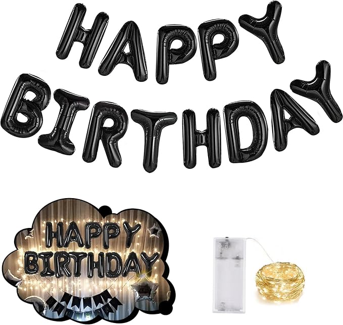 CANREVEL Happy Birthday Banner Decorations + Sign Balloons, by CANREVEL