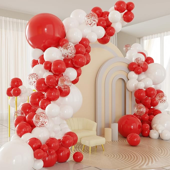 Red White Balloons Arch Kit by PATYDECRO