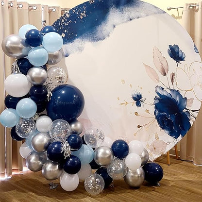 Blue Silver Balloons Set, 12 Inch Blue and Silver Balloons Dark Navy and - Image 4