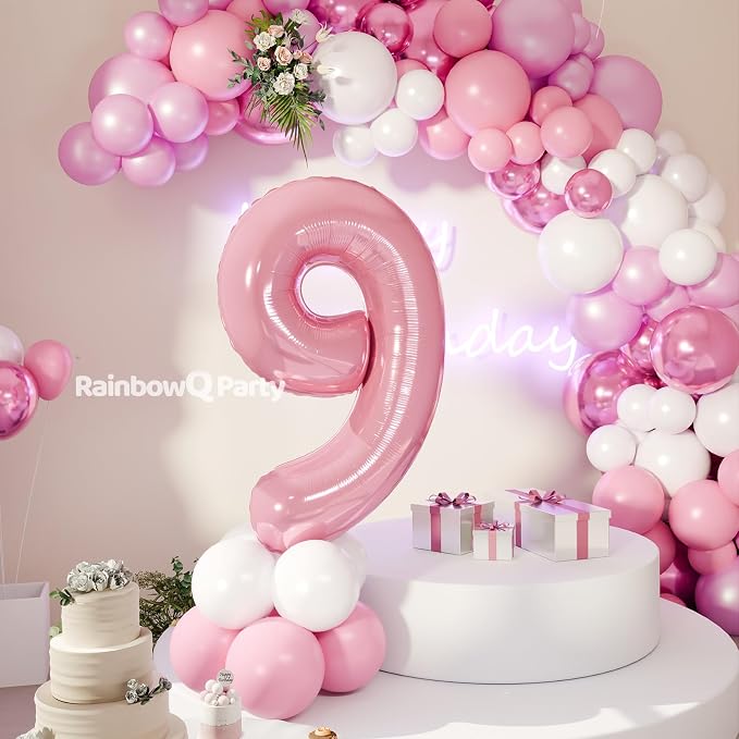 RainbowQ Pink 9 Balloon Number 40 Inch 0-40 Foil Large Balloons | Big Mylar 9 - Image 7