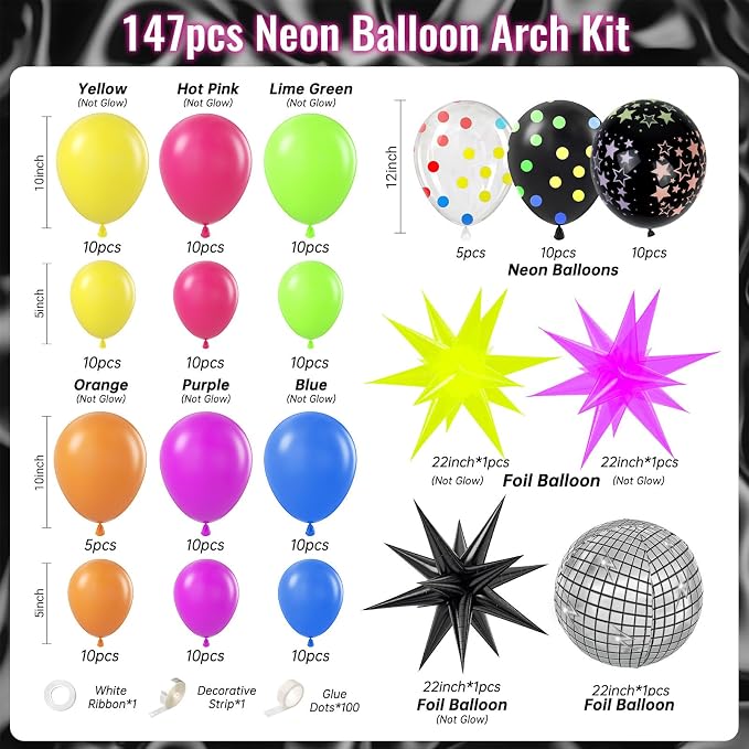 147pcs Neon Balloon Arch Kit - Image 2