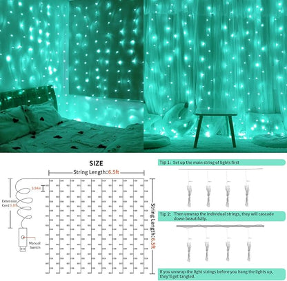 Curtain Lights for Christmas, 200 Led 6.5ft x 6.5ft Hanging String Lights - Image 6