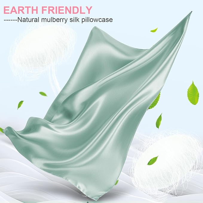 Mulberry Silk Pillow Cases 2 Pack Standard Size 20x26 Inches with Hidden Zipper, Ultra Smooth and Soft Breathable Cooling Silk Satin Pillowcase Set of 2, Better for Hair and Skin, Gifts for Women Men