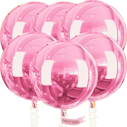 PartyWoo Pearl Pink Large Round Giant 4D Jumbo Foil Balloons 6pcs 32 Inch | 32 by PartyWoo