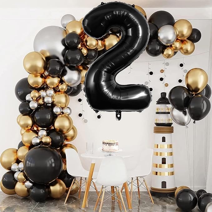 Black Number 2 Balloons 40 Inch Large Foil Balloons, Giant Number Balloon - Image 2