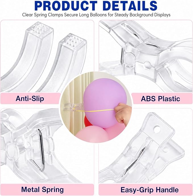 10 Pack Balloon Arch Clips, 3.5 Inch Clear Clamps - Image 6