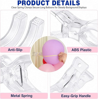 10 Pack Balloon Arch Clips, 3.5 Inch Clear Clamps - Image 6