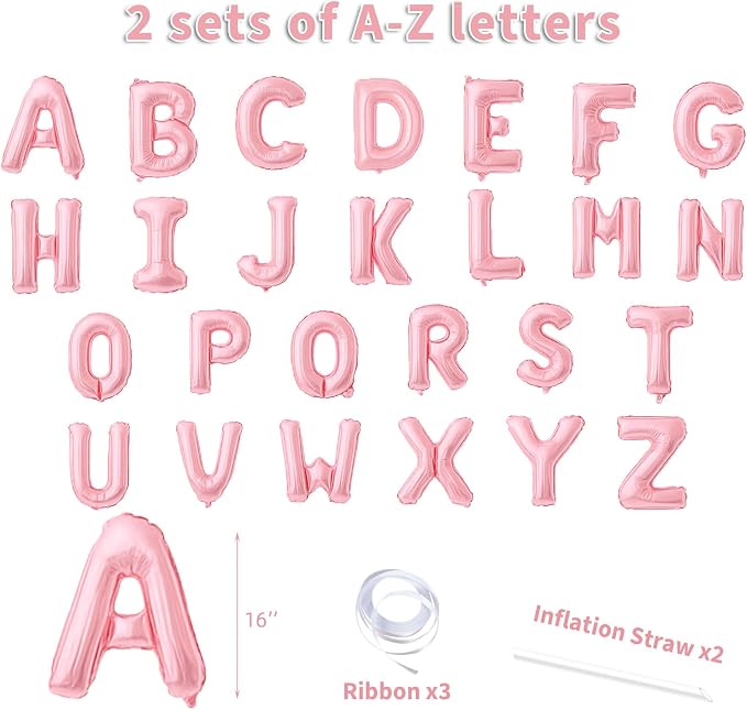 52 Pieces 16 Inches A-Z Letter Balloons – 2 Sets of Alphabet Mylar Balloon - Image 2