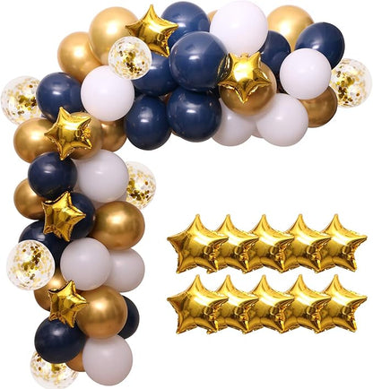 Navy Blue Balloon Arch Kit, 10 Gold Confetti, Graduation 2026, Baby Shower by BalloonExpert