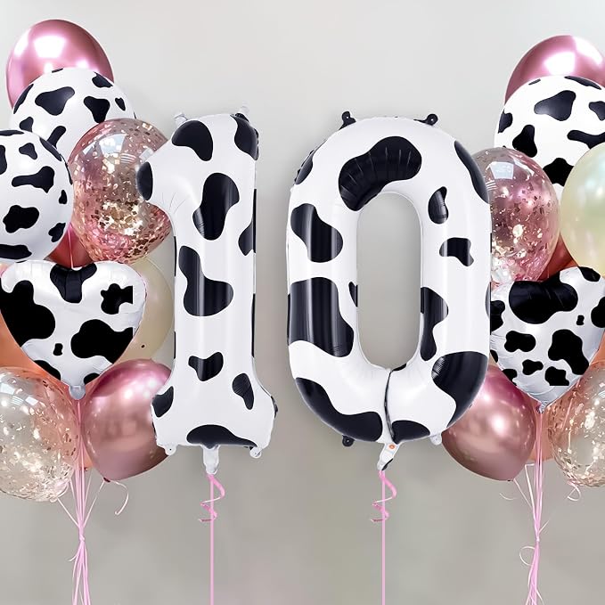 Cow Print Number 0 Balloon, Large 40 Inch Cow Number Birthday Balloons - Image 2