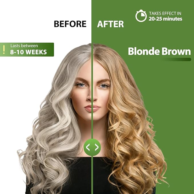 Blonde Brown Hair Dye Shampoo for Gray Coverage - 3 IN 1 Hair Color Shampoo with Argan Oil & Ginseng, Ammonia & Paraben Free, Long Lasting Semi-Permanent Natural Color for Women & Men (500ml)