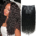 Curly Clip in Hair Extensions for Black Women Brazilian Virgin Human Hair Clip in Extensions Kinky Curly Clip ins Human Hair 8Pcs 120g 12inch Natural Black